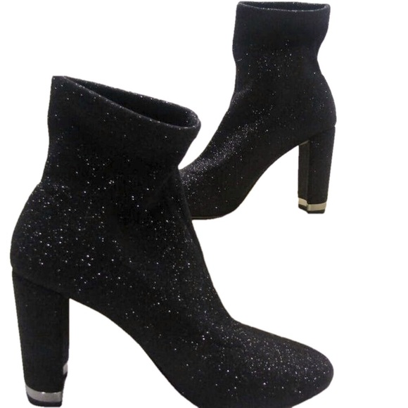 NEW MICHAEL KORS Women's Ankle Boots Mandy Glitter Stretch-Knit US 10 - Black - Picture 1 of 1